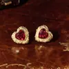 Pendientes "Caja de Cerezas" Estilo Palacio con Diseño de Corazones, Cadena Colgante Femenina y Lujosa con Diseño de Corazones