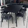 Combinación de Mesa y Sillas para Exteriores Tienda de Té con Leche Negra Mesa para Exteriores Patio de Ocio al Aire Libre Balcón de Plástico para Exteriores Impermeable y Protección Solar