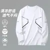 Camiseta informal de manga larga con cuello redondo, color liso, versátil, para hombre, otoño 2026, corte holgado, top moderno