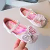 Zapatos de Princesa de Cuero para Niñas 2025 Primavera y Otoño Nuevos Zapatos Casuales de Cristal Niña Pequeña Zapatos Individuales de Moda con Velcro de Una Tira