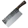 Cuchillo de Cocina Forjado a Mano para Uso Doméstico, Cuchillo para Rebanar Afilado, Cuchillo para Cortar Huesos de Cocina, Cuchillo para Picar Engrosado con Patrón de Martillo para Cortar Verduras y Huesos