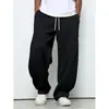 Calça Esportiva Casual Estilo Americano para Homens de Comércio Exterior Transfronteiriço, Novidade Primavera e Outono 2025, Calça Longa Esportiva Reta, Solta e de Perna Larga