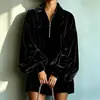 Vestido de Terciopelo con Solapa de Moda para Mujer Otoño/Invierno 2026 para Amazon Transfronterizo, Vestido Holgado de Estilo para Viajar a la Oficina para Mujer
