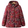 Ropa de Otoño e Invierno para Madre Ropa de Algodón con Capucha Cálida para Abuela de Mediana Edad Abrigo Acolchado de Algodón con Flores Chaqueta Gruesa Acolchada de Algodón con Forro Polar de Invierno para Mujer