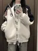 Moletom Cardigan com Zíper e Gola Alta Americano para Homens e Mulheres 2025 Nova Coleção Primavera & Outono Marca Jovem Tendência Jaqueta de Casal Jaqueta