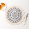 Mantel de algodón estilo mandala bohemio, tapete de tela nórdica con borlas, base para olla, posavasos, decoración del hogar
