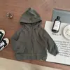 Moletom Bebê Estilo Coreano Estilo Primavera e Outono Bebê Cor Sólida Cardigan com Zíper Unissex Casual Solto Top Infantil