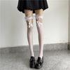 Medias sexis de encaje con lazo, medias negras para mujer, calcetines largos de tubo a la moda, medias hasta la rodilla, medias de rejilla JK