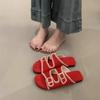 Sandálias Rasteirinhas Abertas Estilo Retrô para Mulheres, Uso ao Ar Livre no Verão, Sandálias Slip-On Casuais Francesas Pretas