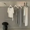 Conjunto Y.JIA Yijia Verão Manga Curta Ombro Regular Camiseta + Colete Modelador + Saia Midi Casual Linha A com Cordão Feminino 8959