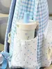 Mochila Estilo Menina Doce com Estampa Xadrez e Renda Colorida Sólida, Mochila de Aparência Sofisticada e Fofa para Estudantes em Viagens de Férias