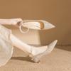 2026 Nuevos Tacones Altos Plateados de Correa Única con Cadena de Perlas para Mujer Stiletto Zapatos de Tacón Bajo Otoño e Invierno Zapatos de Boda Dama de Honor