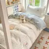 Juego de Ropa de Cama de Algodón Puro de Tres Piezas para Dormitorios Universitarios, Nuevo Modelo 2026, Juego para Cama Individual/Doble, Juego de Cuatro Piezas, Lavable a Máquina