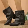 Botines de Talla Grande para Mujer para Comercio Exterior, Nueva Moda Otoño/Invierno 2026, Hebilla de Cinturón Tachonada, Tacón Grueso, Venta al por Mayor