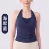 Camiseta de yoga sin mangas con cuello en V cruzado y almohadillas en el pecho, modeladora de cintura, sujetador deportivo reductor, camiseta de entrenamiento de Pilates y fitness