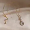 Colar Pingente Gota d'Água de Zircônia Estilo Ins Coreano Corrente de Clavícula de Luxo Leve Nicho Design Versátil Acessórios de Colar para Mulheres