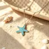 Conjunto de Joyería de Estrella de Mar Estilo Vacaciones en la Playa, Pendientes Turquesa de Moda, Collar, Pulsera, Tobillera, Suministro Transfronterizo