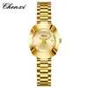 Reloj de Cuarzo para Pareja Marca Chenxi, Dorado con Diamantes, Acero Inoxidable Resistente al Agua con Calendario, Reloj de Pulsera para Hombre y Mujer, Transfronterizo