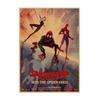 Póster Anime Universo Paralelo de Spider-Man Superhéroe Dormitorio Café Internet Retro Papel Kraft Pintura Decorativa de Pared 555