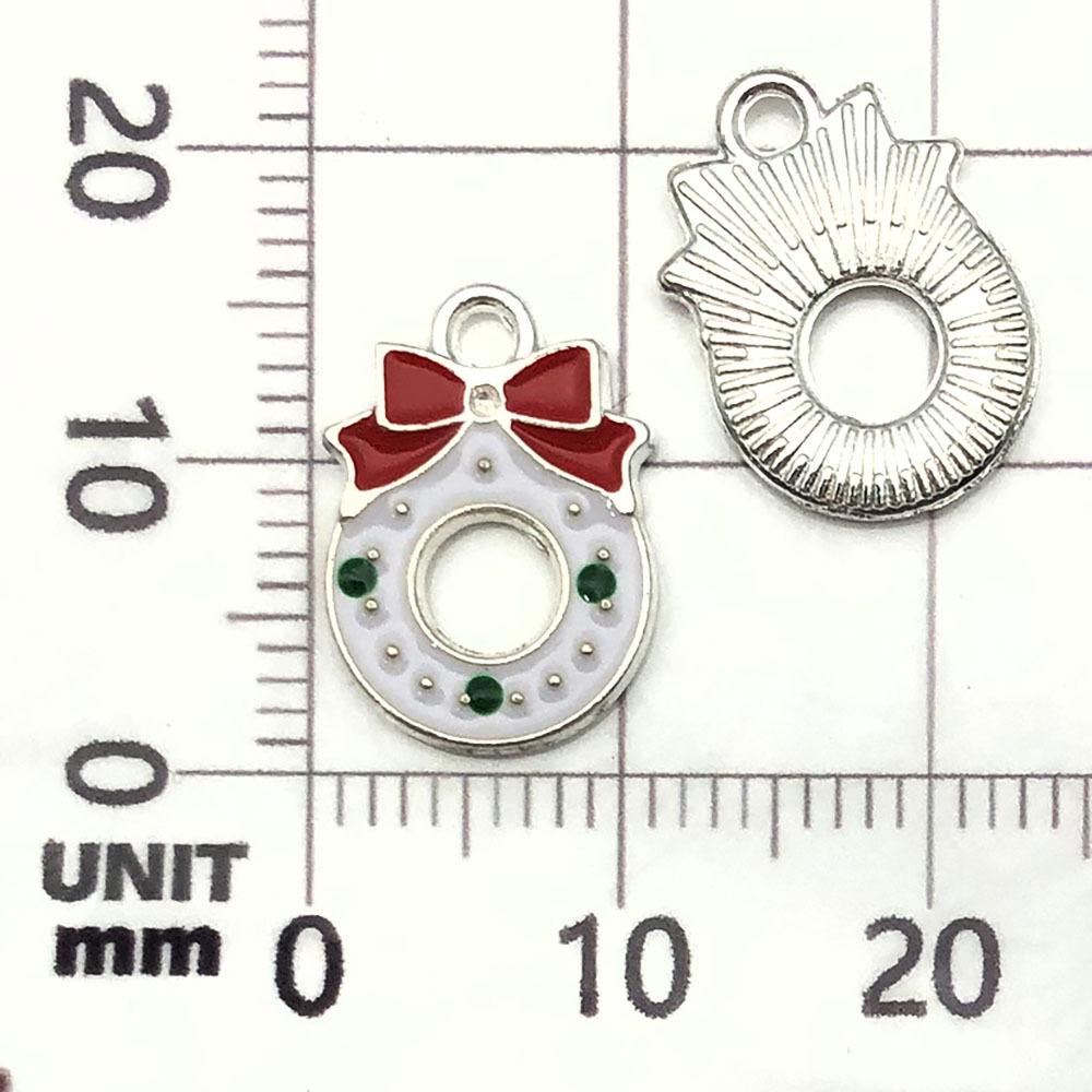 14314-J-白色滴油亮银锌合金圣诞花环11x13-0.8