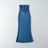Venta al por mayor de ropa de mujer transfronteriza, colección de verano 2026 estilo europeo y americano, vestido largo satinado ajustado strapless bodycon