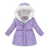 Jaqueta de Inverno Nova para Meninas em Algodão Acolchoado com Gola de Pelo com Capuz, Zíper Quente, Manga Longa, Ajuste Slim, Jaqueta Simples Acolchoada de Algodão, Estilo Novo