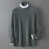 Baicai Rong Nuevo Suéter de Lana Pura Otoño/Invierno para Hombre Grosor Extra Cuello Redondo Jersey Simple Casual de Negocios Capa Base de Punto