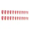 Rubor ligeramente ebrio, destello fino tejido, moda de chica francesa suave, versátil, 24 parches de arte de uñas removibles y ponibles