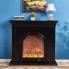 Decoración de Chimenea Retro Negra Tallada Nórdica Francesa Americana Gabinete de Almacenamiento Inserto de Chimenea Eléctrica Chimenea Calefactora