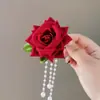 Nuevo Pasador de Flor de Rosa Retro, Nuevo Accesorio para el Cabello de Resina con Forma de Corsage de Moda Estilo Chino, Accesorio de Boda de Doble Uso Tocado