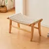 Taburete de Sofá Trenzado con Cuerda de Madera Maciza Taburete para Tocador de Sala de Estar Taburete para Vestíbulo del Hogar para Cambiar Zapatos Taburete Vintage Tipo Silla de Montar