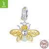 Pingente de prata s925 banhado a prata ouro abelha faça você mesmo pulseira colar pingente design original pedra luminosa acessórios com contas