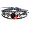 Pulsera Luminosa de Estrella Pulsera de Cuero de Vaca con Cuentas de las Doce Constelaciones Pulsera de Constelación con Hebilla de Vidrio Fluorescente Luminosa para Parejas