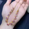 Collar de Zafiro Rosa Puro Natural, Piedra Preciosa Padparadscha Grado 5A, Tamaño 4*5925, Finamente Elaborado en Plata