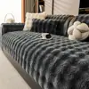 Almofada de sofá de pelo de coelho de inverno, Grau A, com toque macio, tipo gato, espessa para aquecer, capa de sofá, novo estilo 2022, manta de pelúcia