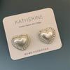Pendientes Retro de Corazón de Pedrería y Perla Personalizados y de Moda 2026 Nueva Tendencia Versátil Elegante de Gama Alta