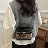 2025 Novo Design Bolsa Feminina Estampa de Leopardo Retrô Costura Prática Bolsa Caixa de Arroz para Deslocamento Portátil Ombro Transversal Bolsa Feminina