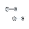 Aretes de botón de diamante estilo ins de acero inoxidable, aretes piercing de varilla fina retorcida de circonita electrochapada de gran venta europea y americana, aretes de estrella