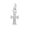Nuevo Colgante de Cruz con Diamante Chapado en Oro Blanco de Plata de Ley S925 Colgante para Pulsera DIY Collar Cadena de Clavícula