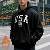 Comercio Exterior Transfronterizo Otoño e Invierno Estilo Americano Letras Impresas Sudadera con Capucha, Moda Casual Holgada Manga Larga