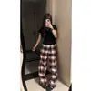 Pantalones de cuadros estilo americano Cleanfit para hombre y mujer, pantalones casuales rectos finos de verano, holgados, elegantes y relajados de pierna ancha