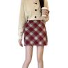 Falda de Lana a Cuadros Estilo Hong Kong para Gorditas Tallas Grandes Nueva Retro Estilo Preppy Versátil Ceñida a la Cadera Falda Línea A
