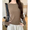 Camiseta base branca de gola redonda, corte regular, para mulheres, nova coleção outono 2026, corte justo, que valoriza a silhueta e estilosa, de manga longa