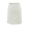 Saia Midi Branca Elegante e Fashion com Bolinhas, Cintura Alta, Zíper nas Costas e Fenda, Meia-Saia Anti-Exposição, Novo Estilo de Verão