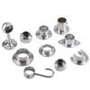 Base Fixa Redonda de Aço Inoxidável Espessado para Varão de Roupa de Guarda-Roupa Base para Varal Redondo Acessórios de Base para Tubo de Aço