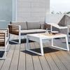 Sofá de exterior para ocio, patio, villa, jardín, sofá de hierro forjado, exterior, impermeable, protector solar, sofá de teca de aleación de aluminio