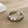 Versión Coreana Anillo de Plata S925 de Nicho Corazón Hueco Liso Estilo Dulce Diseño Anillo Ajustable Personalidad Versátil