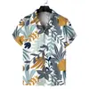 Marca Casual Moderna Transfronteiriça da Amazon Camisa Masculina de Manga Curta Moda 3D Versátil Gola Camisa de Verão