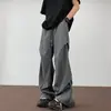Pantalones plisados de secado rápido estilo americano transfronterizos para hombre, pantalones cargo de seda de hielo finos de paracaídas de verano, pantalones casuales holgados rectos de pierna ancha