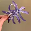 Pinza para el cabello de Flor de Orquídea Morada Estilo Puro Lust Verano Súper Hada Pinza Lateral Dulce Elegante para Mujer Tocado de Atmósfera para Fotos